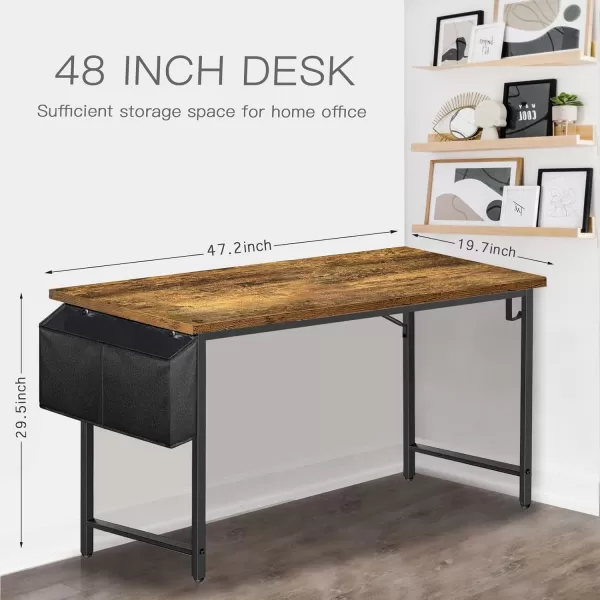Lufeiya Small Computer Desk Study Table for Small Spaces Home Office 31 Inch Rustic Student Laptop PC Writing Desks with Storage Bag Headphone HookBrownRustic Brown