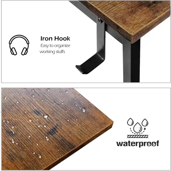 Lufeiya Small Computer Desk Study Table for Small Spaces Home Office 31 Inch Rustic Student Laptop PC Writing Desks with Storage Bag Headphone HookBrownRustic Brown