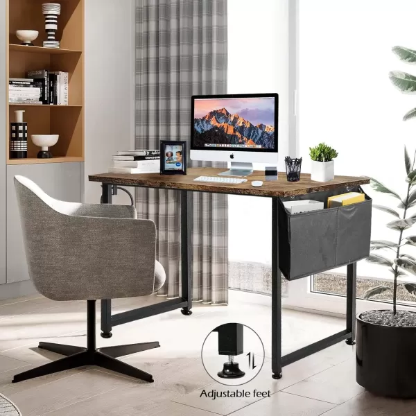 Lufeiya Small Computer Desk Study Table for Small Spaces Home Office 31 Inch Rustic Student Laptop PC Writing Desks with Storage Bag Headphone HookBrownRustic Brown
