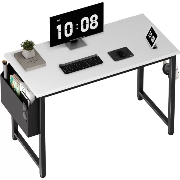 Lufeiya Small Computer Desk Study Table for Small Spaces Home Office 31 Inch Rustic Student Laptop PC Writing Desks with Storage Bag Headphone HookBrownWhite Black