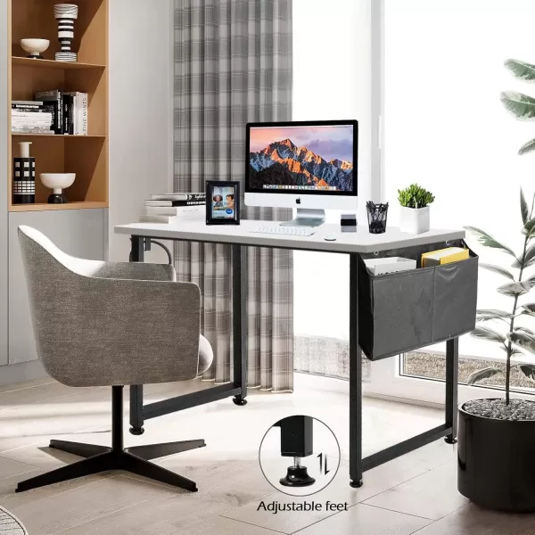 Lufeiya Small Computer Desk Study Table for Small Spaces Home Office 31 Inch Rustic Student Laptop PC Writing Desks with Storage Bag Headphone HookBrownWhite Black