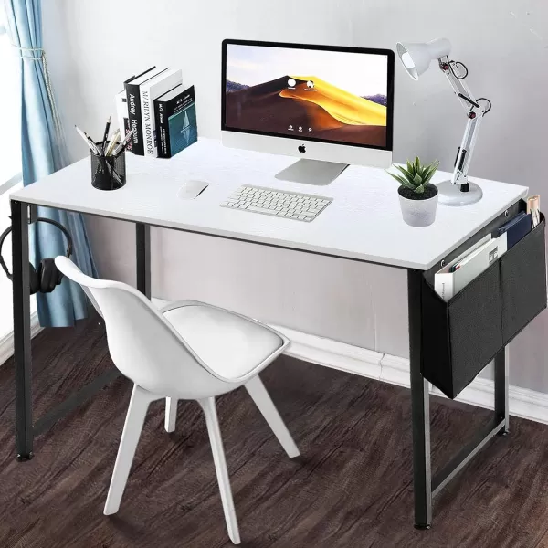 Lufeiya Small Computer Desk Study Table for Small Spaces Home Office 31 Inch Rustic Student Laptop PC Writing Desks with Storage Bag Headphone HookBrownWhite Black