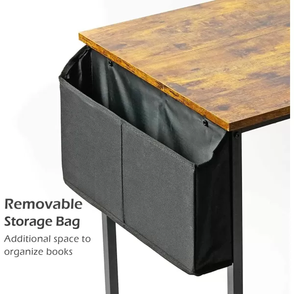 Lufeiya Small Computer Desk Study Table for Small Spaces Home Office 31 Inch Rustic Student Laptop PC Writing Desks with Storage Bag Headphone HookBrownRustic Brown