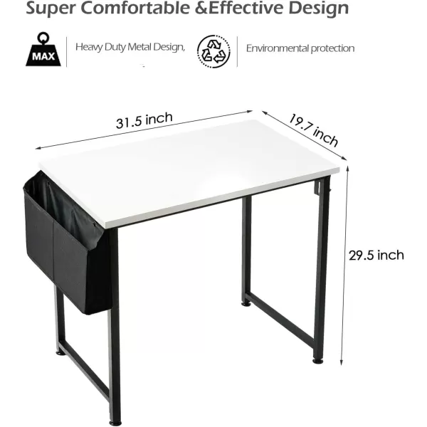 Lufeiya Small Computer Desk Study Table for Small Spaces Home Office 31 Inch Rustic Student Laptop PC Writing Desks with Storage Bag Headphone HookBrownWhite Black