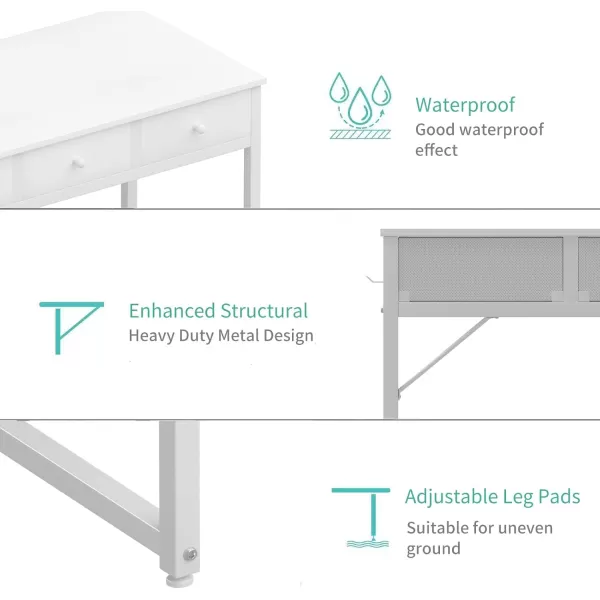 Lufeiya Small Computer Desk with 2 Drawers for Bedroom 31 Inch Home Office Desk with Storage Fabric Drawer and Bag Study Writing Table for Small Spaces Rustic BrownWhite