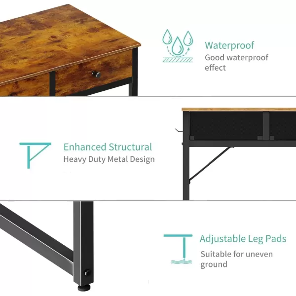 Lufeiya Small Computer Desk with 2 Drawers for Bedroom 31 Inch Home Office Desk with Storage Fabric Drawer and Bag Study Writing Table for Small Spaces Rustic BrownRustic Brown