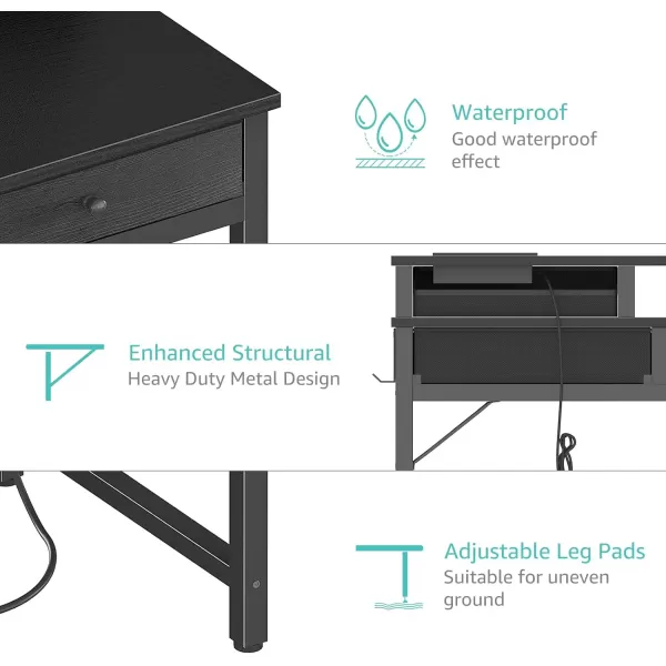 Lufeiya Small White Desk with Fabric Drawers for Bedroom 32 inch Vanity Makeup Desk with Drawers Storage for Home Office Writing Study Table with Power Outlet ampamp Monitor Stand WhiteBlack