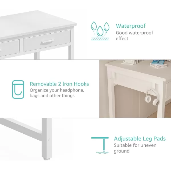 Lufeiya White Computer Desk with Fabric File Drawers Cabinet 40 Inch Home Office Desks with Filing Cabinet Printer Stand for Small Space Study Writing Table PC Desks WhiteWhite