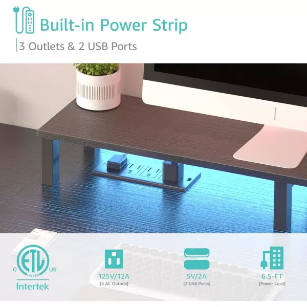 Lufeiya White Computer Desk with File Drawers Cabinet 55 Inch Home Office Desk with Monitor Stand Shelves Writing Study Gaming Desks with Led Lights and Power Outlets for Bedroom WhiteBlack