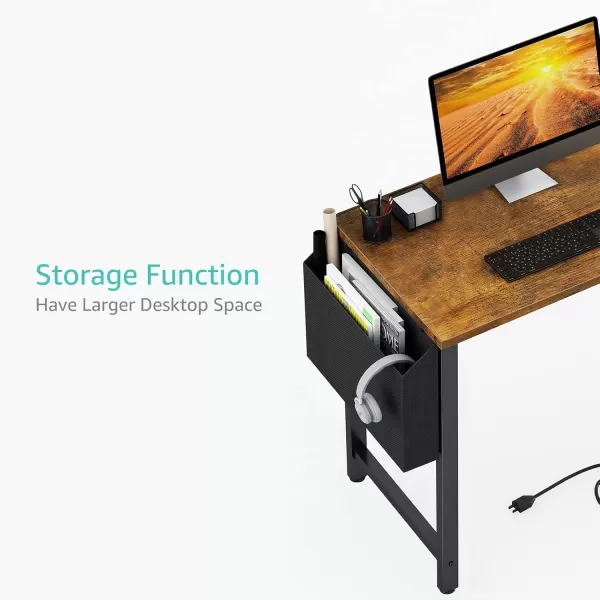Lufeiya White L Shaped Computer Desk with Power Outlet Shelves 40 Inch Small Corner Desk for Small Space Home Office LShaped Desk PC Desks WhiteRustic Brown