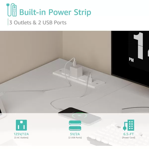 Lufeiya White L Shaped Computer Desk with Power Outlet Shelves 40 Inch Small Corner Desk for Small Space Home Office LShaped Desk PC Desks WhiteWhite