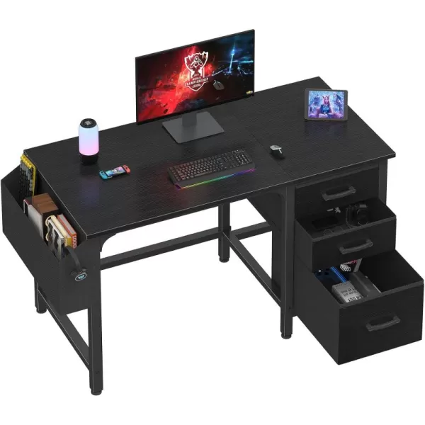 Lufeiya Computer Desk with File Drawers Cabinet 47 Inch Home Office Desks with Filing Cabinet for Small Space Gaming Study Writing Table PC Desks BlackBlack