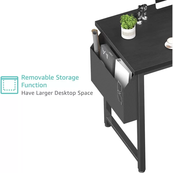 Lufeiya 40 inch Computer Desk with Power Outlet 39 inch Teen Study Table Home Office Work Writing Desk with Charging Station Outlets Built in Rustic BrownBlack