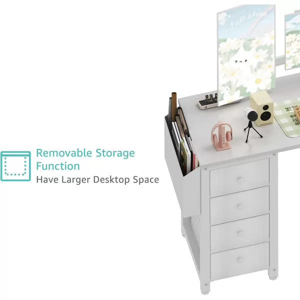 imageLufeiya L Shaped Gaming Desk with Drawers ampamp Storage Shelves 47 Inch Corner Computer Desk with Power Outlet for Home Office Bedroom LShaped Teen PC Desks with Fabric Drawer BlackWhite