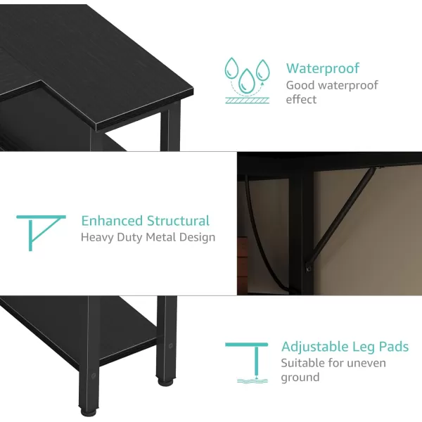 imageLufeiya L Shaped Gaming Desk with Drawers ampamp Storage Shelves 47 Inch Corner Computer Desk with Power Outlet for Home Office Bedroom LShaped Teen PC Desks with Fabric Drawer BlackBlack