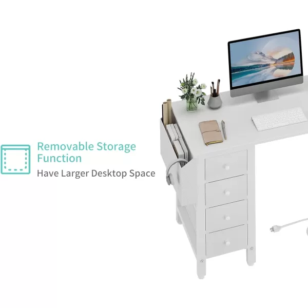 imageLufeiya L Shaped Gaming Desk with Drawers ampamp Storage Shelves 47 Inch Corner Computer Desk with Power Outlet for Home Office Bedroom LShaped Teen PC Desks with Fabric Drawer BlackWhite