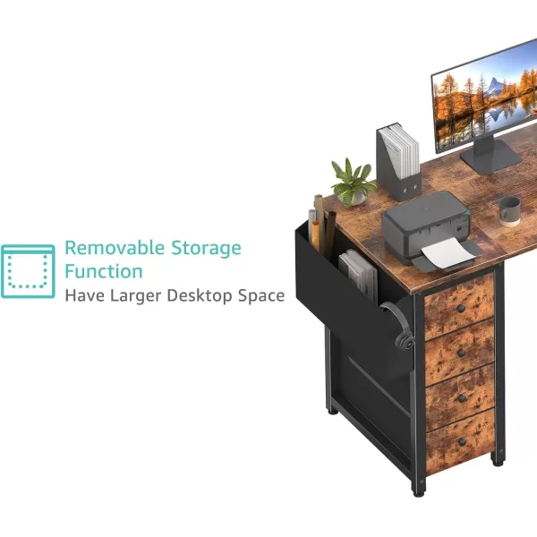 imageLufeiya L Shaped Gaming Desk with Drawers ampamp Storage Shelves 47 Inch Corner Computer Desk with Power Outlet for Home Office Bedroom LShaped Teen PC Desks with Fabric Drawer BlackBrown