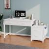 imageLufeiya Home Office Desk with Fabric File Drawers Cabinet 57 Inch Computer Desks with Filing Cabinet Printer Stand for Small Space Study Writing Table PC Desks for Bedroom BlackWhite