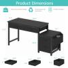 imageLufeiya Home Office Desk with Fabric File Drawers Cabinet 57 Inch Computer Desks with Filing Cabinet Printer Stand for Small Space Study Writing Table PC Desks for Bedroom BlackBlack
