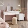imageLufeiya Home Office Desk with Fabric File Drawers Cabinet 57 Inch Computer Desks with Filing Cabinet Printer Stand for Small Space Study Writing Table PC Desks for Bedroom BlackWhite
