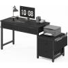 imageLufeiya Home Office Desk with Fabric File Drawers Cabinet 57 Inch Computer Desks with Filing Cabinet Printer Stand for Small Space Study Writing Table PC Desks for Bedroom BlackBlack