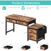 imageLufeiya Home Office Desk with Fabric File Drawers Cabinet 57 Inch Computer Desks with Filing Cabinet Printer Stand for Small Space Study Writing Table PC Desks for Bedroom Rustic BrownRustic Brown