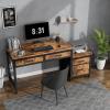 imageLufeiya Home Office Desk with Fabric File Drawers Cabinet 57 Inch Computer Desks with Filing Cabinet Printer Stand for Small Space Study Writing Table PC Desks for Bedroom Rustic BrownRustic Brown