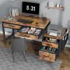 imageLufeiya Home Office Desk with Fabric File Drawers Cabinet 57 Inch Computer Desks with Filing Cabinet Printer Stand for Small Space Study Writing Table PC Desks for Bedroom Rustic BrownRustic Brown
