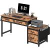 imageLufeiya Home Office Desk with Fabric File Drawers Cabinet 57 Inch Computer Desks with Filing Cabinet Printer Stand for Small Space Study Writing Table PC Desks for Bedroom Rustic BrownRustic Brown