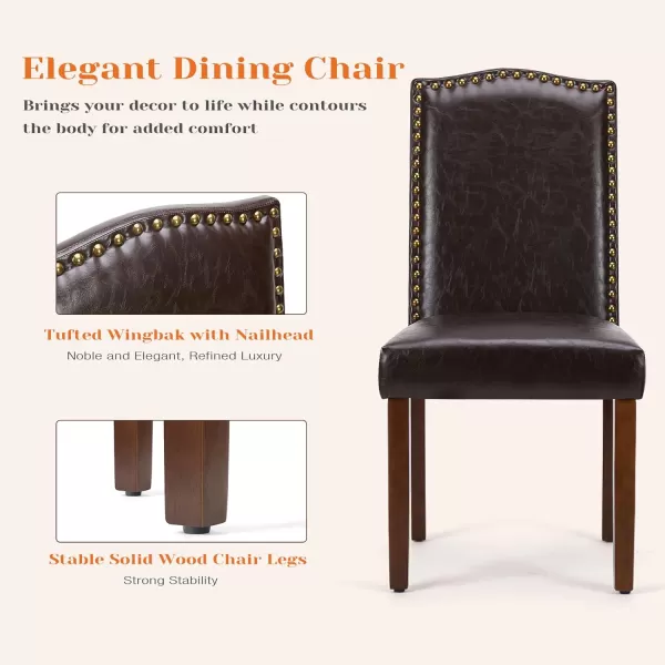 Sweetcrispy Dining Chairs Set of 6 Upholstered Fabric Kitchen Room Chairs Mid Century Modern HighEnd Dining Room Side Chairs with Nailhead Trim and Wood Legs for Bedroom Living Room BeigeModern Brown