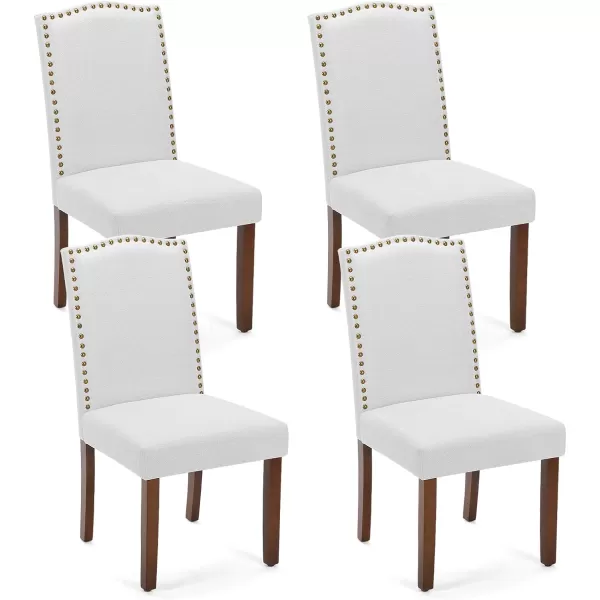 Sweetcrispy Dining Chairs Set of 6 Upholstered Fabric Kitchen Room Chairs Mid Century Modern HighEnd Dining Room Side Chairs with Nailhead Trim and Wood Legs for Bedroom Living Room BeigeGrey