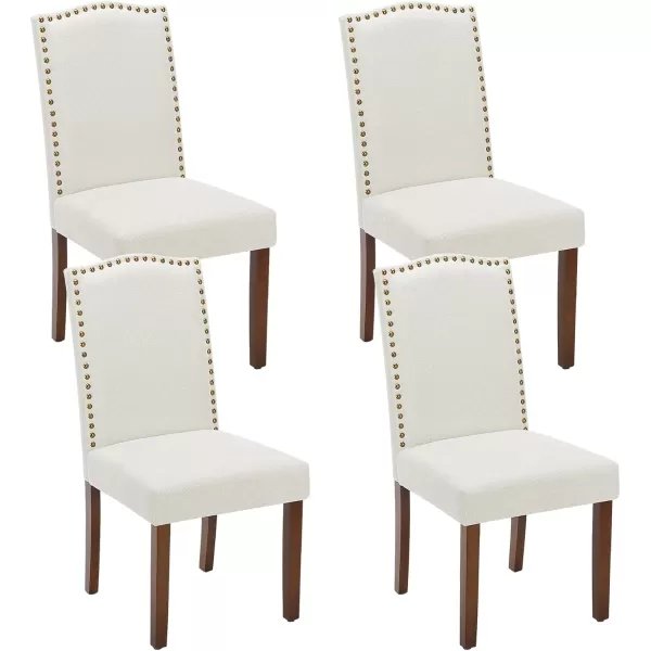 Sweetcrispy Dining Chairs Set of 6 Upholstered Fabric Kitchen Room Chairs Mid Century Modern HighEnd Dining Room Side Chairs with Nailhead Trim and Wood Legs for Bedroom Living Room BeigeModern Beige