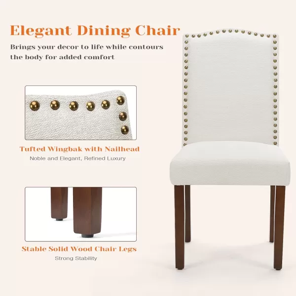 Sweetcrispy Dining Chairs Set of 6 Upholstered Fabric Kitchen Room Chairs Mid Century Modern HighEnd Dining Room Side Chairs with Nailhead Trim and Wood Legs for Bedroom Living Room BeigeModern Beige