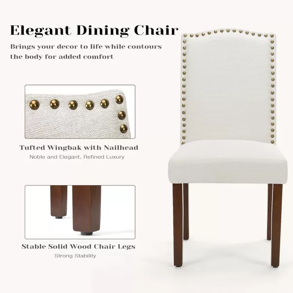 Sweetcrispy Dining Chairs Set of 6 Upholstered Fabric Kitchen Room Chairs Mid Century Modern HighEnd Dining Room Side Chairs with Nailhead Trim and Wood Legs for Bedroom Living Room BeigeBeige