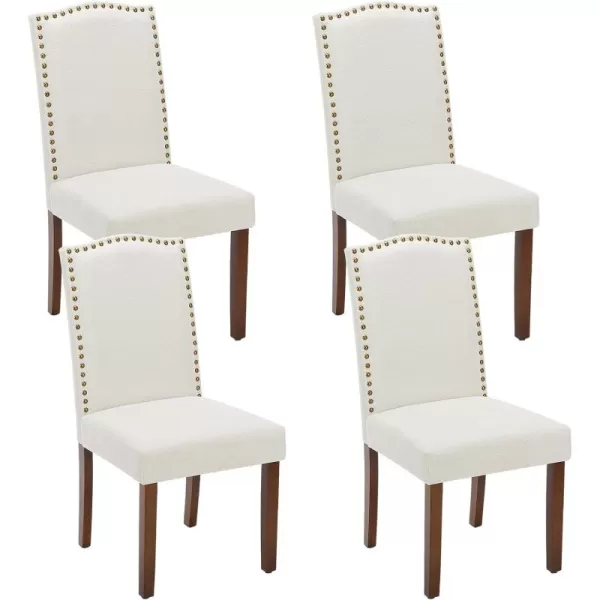 Sweetcrispy Dining Chairs Set of 4 Upholstered Fabric Kitchen Room Chairs Mid Century Modern HighEnd Dining Room Side Chairs with Nailhead Trim and Wood Legs for Bedroom Living Room Beige