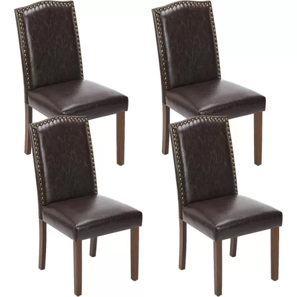 Sweetcrispy Dining Chairs Set of 6 Upholstered Fabric Kitchen Room Chairs Mid Century Modern HighEnd Dining Room Side Chairs with Nailhead Trim and Wood Legs for Bedroom Living Room BeigeModern Brown