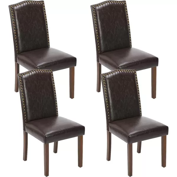 Sweetcrispy Dining Chairs Set of 6 Upholstered Fabric Kitchen Room Chairs Mid Century Modern HighEnd Dining Room Side Chairs with Nailhead Trim and Wood Legs for Bedroom Living Room BeigeBrown