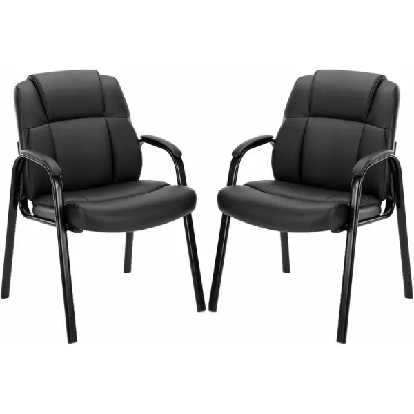 Sweetcrispy Waiting Room Chairs Reception Chairs Office Guest Chairs Set of 2 Big and Tall Desk Chair No Wheels Executive Office Chair PU Leather Conference Room Chairs Lobby Chairs with Padded Arms