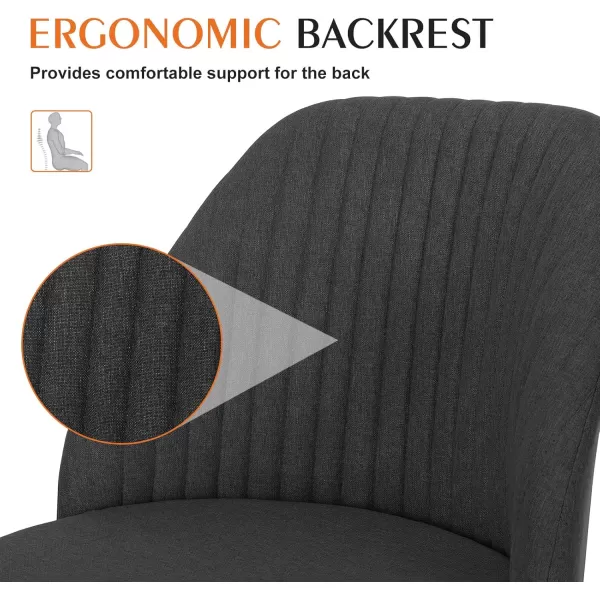 Sweetcrispy Armless Office Chair Cute Desk Chair Modern Fabric Home Office Desk Chairs with Wheels Adjustable Swivel Task Computer Vanity Chair for Small SpacesDark Grey