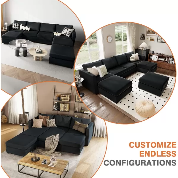 Sweetcrispy Convertible Modular Sectional Sofa 4 Seat Sectional Couches for Living Room LShaped Modern Fabric Modular Sofa Sleeper with Double Chaise for Home Apartment Dorm GreyDark Grey