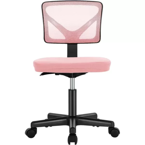 Sweetcrispy Armless Desk Chairs Ergonomic Low Back Computer Chair No Arms Adjustable Rolling Mesh Task Work Swivel Chairs with Wheels Work Vanity Chair for Small Spaces Home Bedroom Study BlackPink