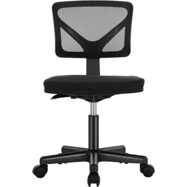 Sweetcrispy Armless Desk Chairs Ergonomic Low Back Computer Chair No Arms Adjustable Rolling Mesh Task Work Swivel Chairs with Wheels Work Vanity Chair for Small Spaces Home Bedroom Study BlackBlack