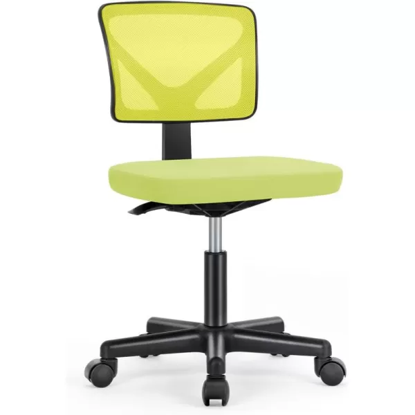 Sweetcrispy Armless Desk Chairs Ergonomic Low Back Computer Chair No Arms Adjustable Rolling Mesh Task Work Swivel Chairs with Wheels Work Vanity Chair for Small Spaces Home Bedroom Study BlackLight Green