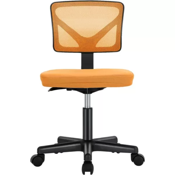 Sweetcrispy Armless Desk Chairs Ergonomic Low Back Computer Chair No Arms Adjustable Rolling Mesh Task Work Swivel Chairs with Wheels Work Vanity Chair for Small Spaces Home Bedroom Study BlackOrange