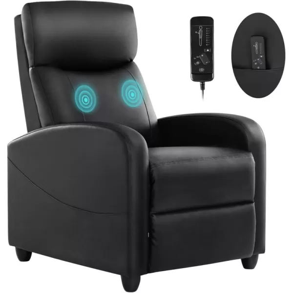 Sweetcrispy Recliner Chair for Adults Massage Fabric Small Recliner Home Theater Seating with Lumbar Support Adjustable Modern Reclining Chair with Padded Seat Backrest for Living Room GreyLight Black