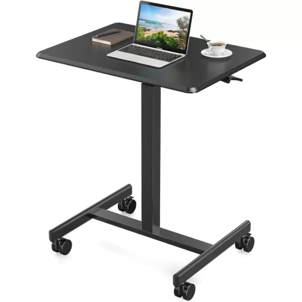 Sweetcrispy Small Mobile Rolling Standing Desk  Overbed Table Teacher Podium with Wheels Adjustable Work Table Rolling Desk Laptop Computer Cart for Home Office Classroom  WhiteBlack