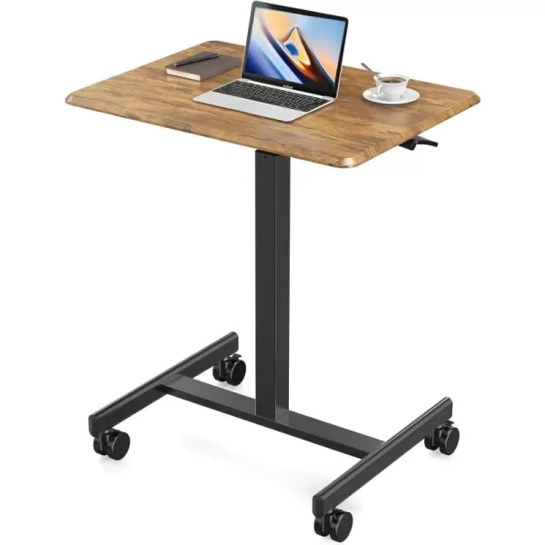 Sweetcrispy Small Mobile Rolling Standing Desk  Overbed Table Teacher Podium with Wheels Adjustable Work Table Rolling Desk Laptop Computer Cart for Home Office Classroom  WhiteModern Rustic Brown