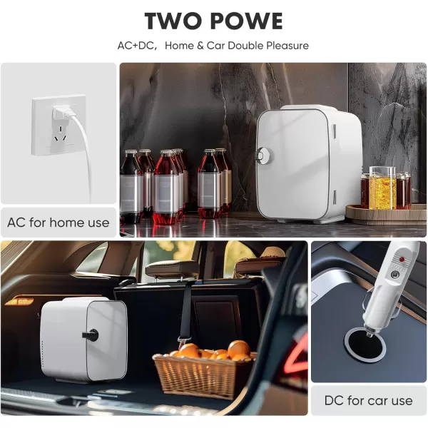 Sweetcrispy Mini Fridge Portable Small Refrigerator 4L6 Can Cooler ampamp Warmer Compact Fridge for SkinCare Food and Drinks Small Fridge for Bedroom Dorm Car Office WhiteWhite