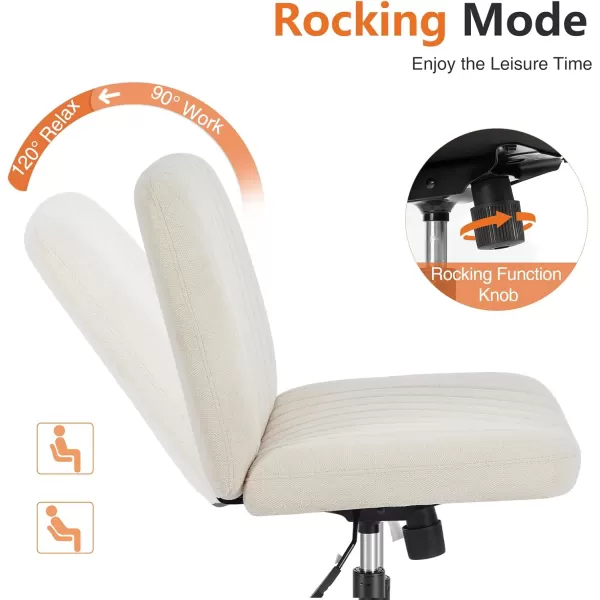 Sweetcrispy Office Chair No Wheels  Armless Desk Chair No Wheels Cross Legged Office Chair Wide Swivel Home Office Desk ChairsBeige