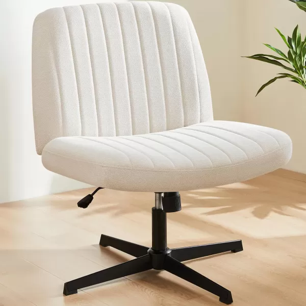 Sweetcrispy Office Chair No Wheels  Armless Desk Chair No Wheels Cross Legged Office Chair Wide Swivel Home Office Desk ChairsBeige